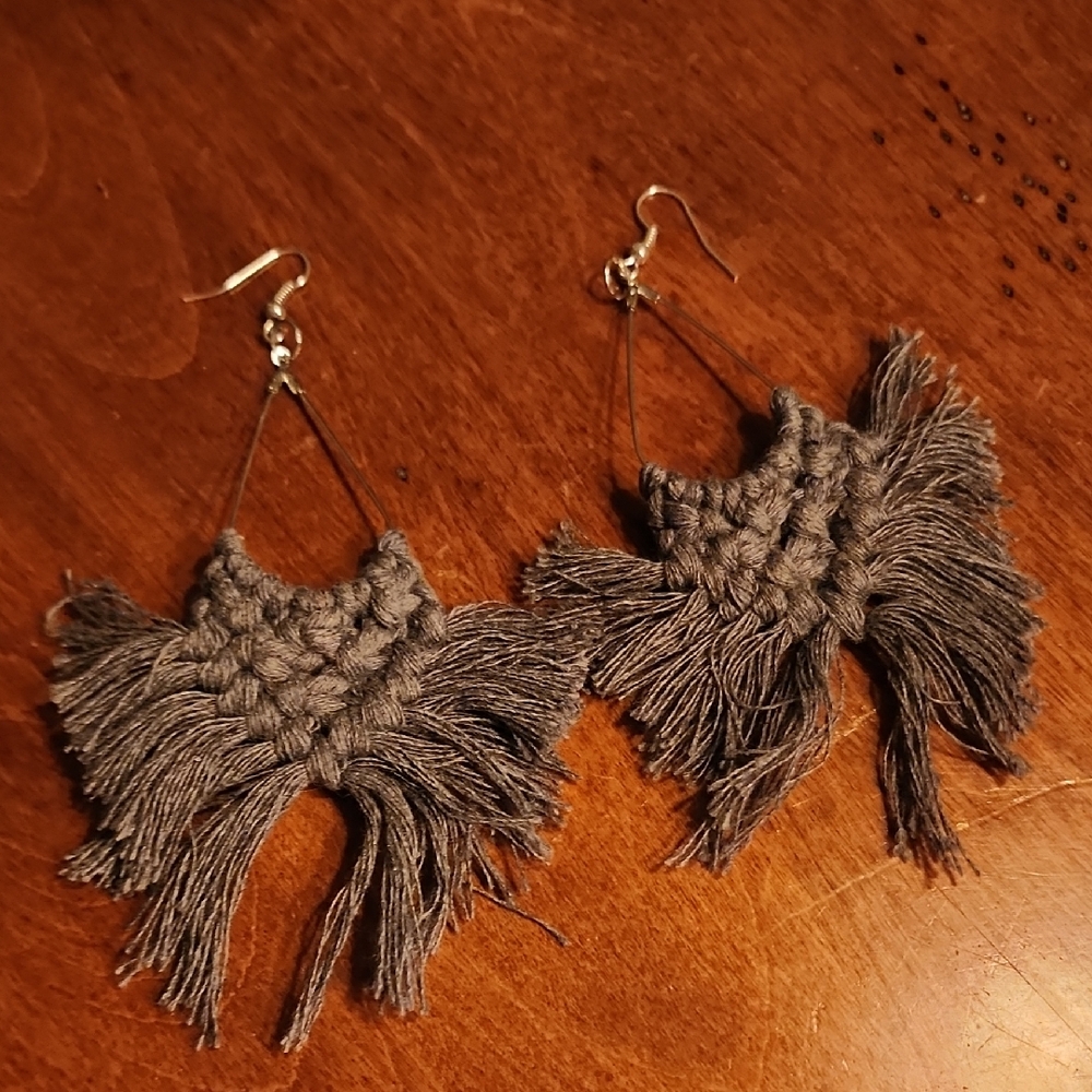 Gray Fringe Earrings